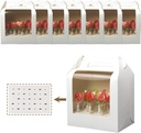 8 PCS Cake Pop Boxes - Portable Cake Pop Holder Boxes with Clear Window, Cake Pop Boxes Holder Packaging with Lid, Cake Display Stand With 33 Hole Positions, White Cake Boxes Packaging