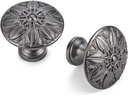 30 Pack Cabinet Hardware Gunmetal Grey Knobs (1.26inch) for Cabinets and Drawers, Flower Gun Metal Grey Kitchen Cabinet knobs for Dresser Drawers Cupboard Door