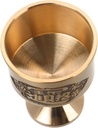 GLEAVI Metal Goblet Intricate Engravings Holy Vintage Altar Wine Cup for Religious Gatherings Elegant Communion Tumbler Chinese Embossed Designs for Spiritual Practices and Decor