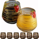 Gold Rim Cocktail Juice Water Wine Whiskey Drinking Glasses Set of 6 Glassware Rimmed Trim Crystal Cups Drinkware Drink Bar Fancy Party Wedding Decorative Style