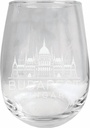R and R Imports Budapest Hungary Souvenir 15 oz Engraved Stemless Wine Glass 4-Pack
