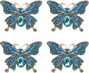 HEVSTIL 4-Pack Butterfly Cabinet Knobs – Blue Crystal Drawer Pulls with Single Hole Design | Fun Decorative Handles for Kitchen, Dresser, Cupboard & Wardrobe
