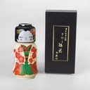 Japanese Traditional Kokeshi Design Sake Wine Soju Ceramic Set with 1 Ochoko Cup and 1 Tokkuri Bottle Gifts (Kokeshi Ume Maiko)