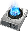 Stainless Steel Gas Stove,24566 BTU Desktop Single Burner,120min Timer Off,Flameout Protection,Easy to Clean,Suitable for Home Use (Size : LPG)