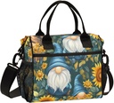 Kids Lunch Bag Gnomes with Sunflowers Insulated Lunch Box Reusable Cooler Tote Bag for Women Men Picnic School Travel Office