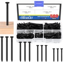 Glarks 500pcs 3/4’’ 1’’ 1-3/16’’ 1-1/2’’ Length Nail Assortment Kit, Black Hanging Nails, Finishing Nails, Wall Nails, Wood Nails, Common Nails, Hardware Nails for Picture Wall Hanging
