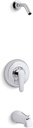 Kohler TLS98007-4-CP July Rite-Temp® Bath & Shower Valve Trim with Lever Handle & Npt Spout, Less Showerhead Polished Chrome