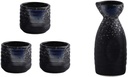 Vintage Black Ceramic Sake Cup Japanese Sake Set Crafts Sake Cup Cold/Hot/Tea/Sake Cup Japanese Sake Set 4-piece Set