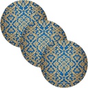 3 Pcs Large Trivet Mat for Hot Dishes 15in Cotton Thread Weave Heat Resistant Pot Holders for Crock Pot Spoon Rest for Cooking and Baking Blue and Gold Baroque Vintage Flowers