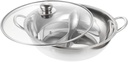 PRETYZOOM 1set Double Flavor Divided Hot Pot Hot Pot Tempered Lid for Induction Gas and Electric Stoves for Parties and Gatherings