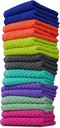 ZUPERIA Zigzag Multicolor Wash Cloths -16 Pack -12" x 12"- Highly Absorbent Soft Washcloths for Face, Gym Towels, Hotel Spa Quality, Reusable & Multipurpose Wash Cloth Towels