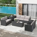 Outdoor Patio Furniture Set 7 Pieces with Storage Boxes and Cover, All-Weather PE Wicker Sectional Sofa Conversation Set for Backyard Garden Deck, Rattan and Cushions