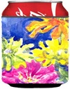 Caroline's Treasures 6122CC Flower Can or Bottle Hugger Cooler Washable Drink Sleeve Collapsible Beverage Insulated Holder, Can Hugger, Multicolor