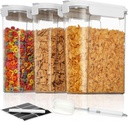 Vtopmart Cereal Containers Set, 3 PCS Airtight Food Storage Container with Flip-Top Lids, Plastic Organizer Dispenser for Kitchen, Pantry Organization (135.2oz/4L)