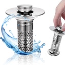 Bathroom Sink Drain Stopper, Drain Filter for 1.1-1.45 Inch, Upgraded Sink Stopper BathroomDrain Pop Up Strainer with Basket Hair Catcher - Removable, Stainless Steel Sinks Stoppers Replacement