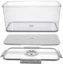 HEALLILY Food Storage Containers Lids Airtight Crisper Box Timer Lid Draining Tray Fridge Storage Box for Bread Produce Saver Container