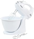 Better Chef 200 Watt Stand and Hand Mixer with Mixing Bowls – Interchangeable Beaters & Dough Hooks – Compact Electric Kitchen Mixer with Ergonomic Handle – White
