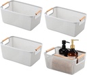 4 Pcs Plastic Mesh Baskets with Handles - Mesh Storage Organizer Bin Container Baskets for Home Organizing Pantry Closet Cabinet Kitchen Fridge Fruit Snacks Gifts, Grey(Small)