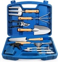 12-Piece Gardening Tool Set for Men, Rust-Proof & Heavy-Duty Hand Garden Tools with Sturdy Blue Carrying Case, Practical & Stylish Gardening Gifts for Men (Blue)