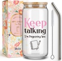Funny Therapist Psychology Drinking Glass Cup Gifts for Women Psychologists Psychiatrists, Doctors, Therapists,Counselors,Keep Talking I'm Diagnosing You,Glass Tumbler with Lid and Straw -17