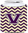Caroline's Treasures CJ1058-VTBC Letter V Chevron Purple and Gold Tall Boy Hugger Can Cooler Sleeve Hugger Machine Washable Drink Sleeve Hugger Collapsible Insulator Beverage Insulated Holder