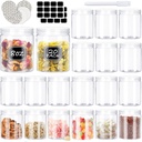20 Pack 8oz Clear Plastic Jars with Lids, Leakproof Slime Storage Containers, Refillable Empty Round Spice Jars with Pen Labels, Small Jars for Candy Dry Food Cosmetics