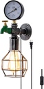 Industrial Plug in Wall Light E26 Base Edison Wire Retro Style Vintage Wall Lights with 5.9Ft Adjustable Plug in Cord Rustic Wall Sconce Fixture for Headboard Bedroom Porch - Grenade