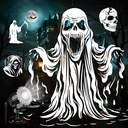 Fussion Halloween Projector Lights Outdoor, 2025 3D-Dynamic Ghost Projector Halloween with 4 HD Haunted Patterns, Waterproof Skull Halloween Decor for Outside Indoor Window Garage House Decorations