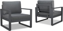 Real Flame Baltic Outdoor Chair Set with Cushions - Powdered Aluminum Frame, Detachable Cushions