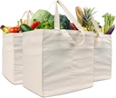 Canvas Grocery Shopping Bags 3pc XL Set with Handles and Bottle Sleeves,Washable and Eco-friendly Cloth Grocery Totes - Eco-Friendly, Foldable, Washable, Shopping/Farmers Market