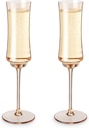 Twine Tulip Champagne Flutes, Gold Amber Tinted Drinking Tumblers Stemmed Prosecco or Sparkling Wine Glasses, Yellow Brown, 7 Oz, Set of 2
