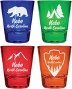 Nebo North Carolina Souvenir 4-Pack Multicolor Engraved Round Shot Glasses Camping and Outdoors Set