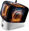 Baseball Toaster Cover 4 Slice, Kitchen Appliance Covers with Pocket & Loop, Baseball Flame Modern Abstract Art Polyester Bread Machine Covers Dust & Fingerprint Protection