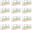 Sparkle and Bash Cupcake Boxes - Clear, 4-Compartment, White Inserts & Gold Rope Handle, 12-Pack, 12.7 x 4.7 x 3.6 In - Cupcake Containers & Bakery Boxes with Handles