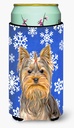 Caroline's Treasures KJ1177TBC Winter Snowflakes Holiday Yorkie/Yorkshire Terrier Tall Boy Hugger Can Cooler Sleeve Hugger Machine Washable Drink Sleeve Hugger Collapsible Insulator Beverage Insulat