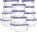 Glass Food Storage Containers with Lids - 24 Piece Meal Prep Containers, Airtight Glass Bento Boxes, BPA Free & Leak Proof - Purple