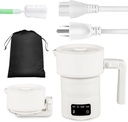 Travel Foldable Electric Kettle,Collapsible Electric Kettle Food Grade Silicone Small Pot Boiling water,0.6L/20.3oz Stainless Steel with Bag