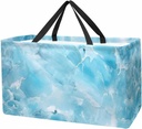 Reusable Grocery Bags for Women Large Light Blue Natural Marble Background Shopping Tote Bag for Beach Groceries Picnic
