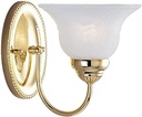 Livex Lighting 1531-02 Edgemont Single Light Wall Sconce Polished Brass with White Alabaster Glass, 7 x 8.75 x 8