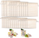 28 Pack Reusable Produce Bags, Mesh Vegetable Bags Washable Cotton Grocery Produce Bag with Drawstring for Vegetable Shopping Transporting Storing Farmers Market Beach