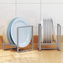2PCS Plate Holders Organizer, Metal Dish Storage Dying Display Rack for Cabinet, Counter and Cupboard, Grey, Small