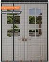 Sliding Magnetic Screen Door with Track Closure, Thicker 265g/㎡ Reinforced Mesh, Retractable Privacy Curtain, Door Screen Magnetic Closure for Sliding & French Doors (Black, 70 * 79-80IN)