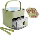 Ice Cube Tray with Lid & Bin Ice Maker for Freezer Ice Trays Ice Container- Ice Molds for Whiskey, Cocktail, Coffee Drinks, Beer with Ice Tongs Kitchen Gadgets Tools (Green)