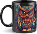 Color Owl Pattern Travel Mug Ceramic Large Ceramic Coffee Mugs with Handle, Porcelain Mugs- Perfect for Coffee Tea Espresso Other Beverages