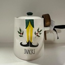 Rae – ELF LEGS “SNACKS” Ceramic Jar, Canister, Cellar with Lid & Spoon – Whimsical Holiday Design, Green Knob, Gift-Ready CHRISTMAS – Dunn By Magenta