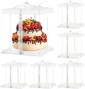 12x12x10inch 6Pcs Tall Cake Boxes Clear cake Box with Ribbon,Pre Folded Lid for 10" and 11" Inch Tall Layer Tiered Cakes and Bakery Display Birthday Wedding Party(Clear Lid, 12*12*10inch/6Pcs)