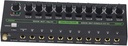10 Channel Mixer with RGB Light, 1/4 TRS TS Low Noise Audible Mixer Stereo Mono for Stage Recording Studio (US Plug