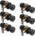 KNOBWELL 6 Pack Matte Black Interior Privacy Door Knob, Keyless Bedroom Bathroom Door Knobs with Lock