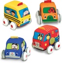 Melissa & Doug K's Kids Pull-Back Town Vehicle Set - Baby Toys Set with 4 Soft Toy Cars and Trucks, Surface Washable with Removable Wheels, Learning Toys for Babies and Toddlers