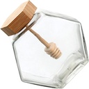 Zerodeko Honey Pot Glass with Dipper and Lid Glass Honey Dispenser for Kitchen Storage Wide Mouth Jar with Sealed Lid